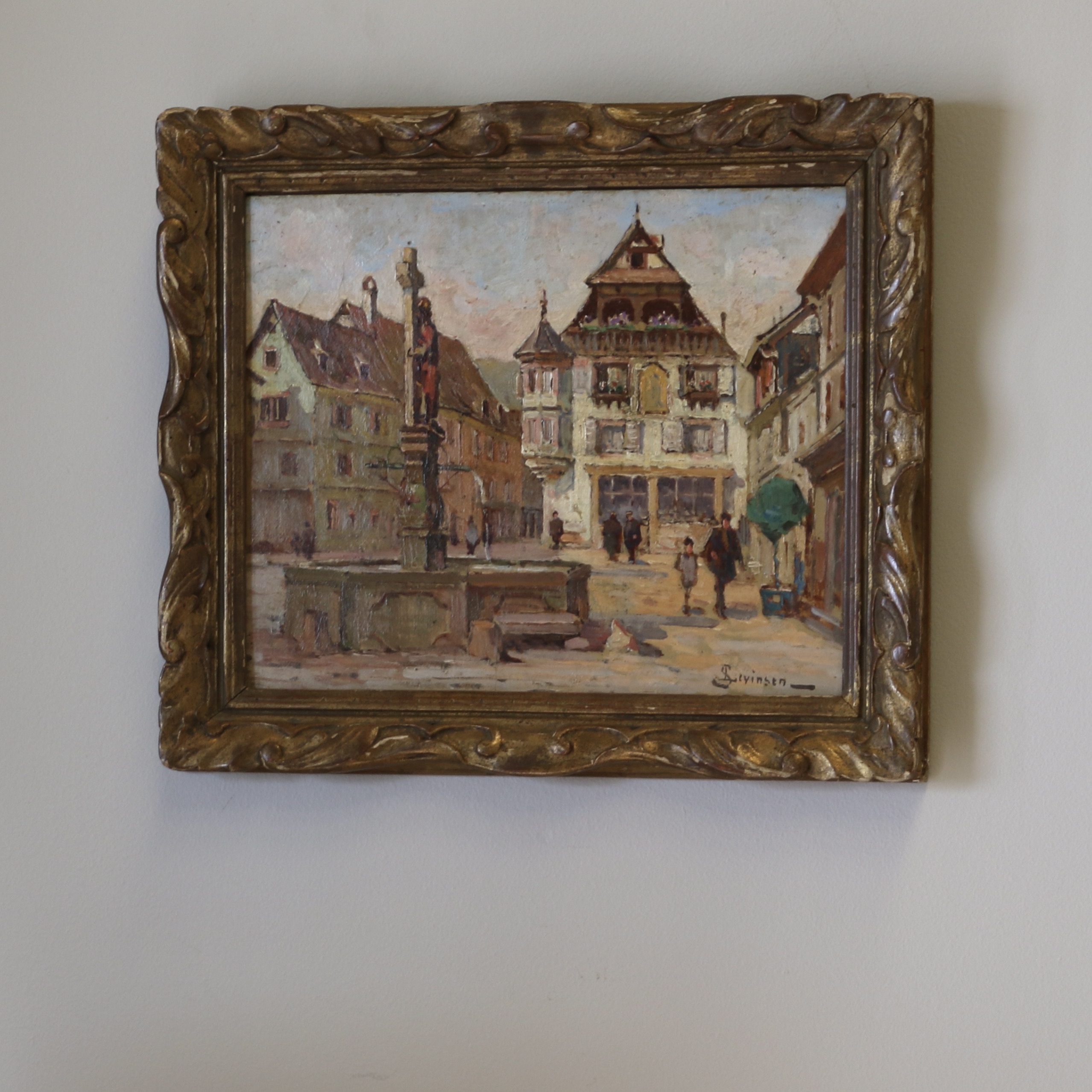 Impressionist Painting of the Town Square at Kaysersberg